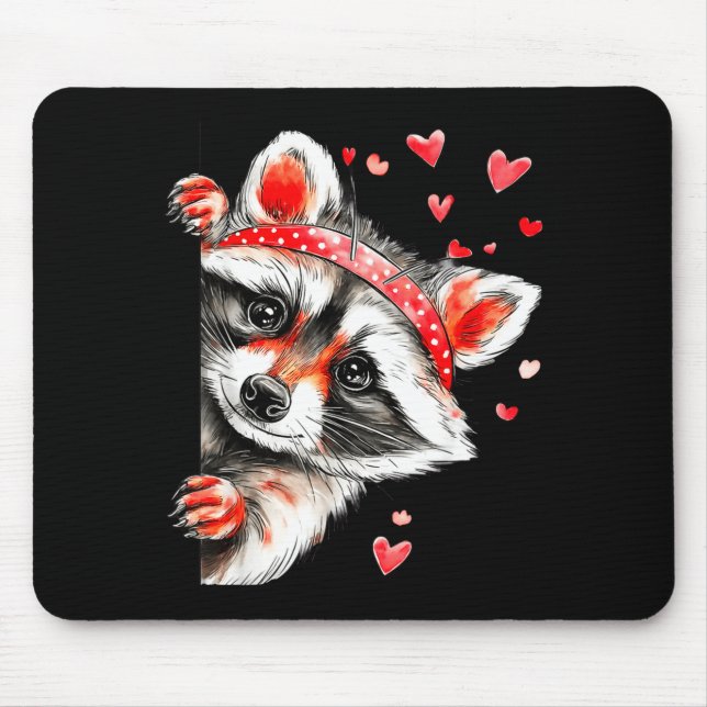 Raccoon Valentines Day Funny Feral Raccoon Love He Mouse Mat (Front)