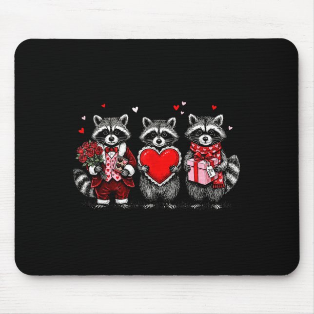 Raccoon Valentines Day Funny Feral Raccoon Love He Mouse Mat (Front)