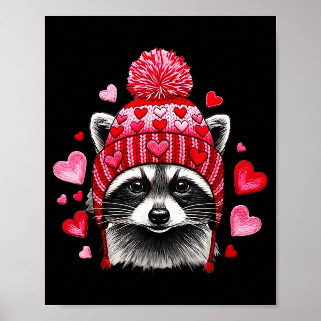 Raccoon Valentines Day Funny Feral Raccoon Love He Poster (Front)