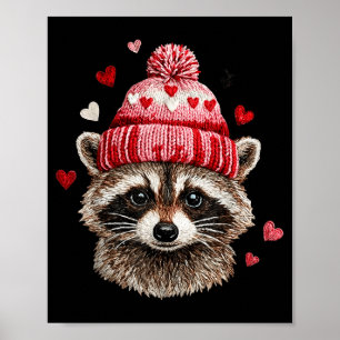 Raccoon Valentines Day Funny Feral Raccoon Love He Poster