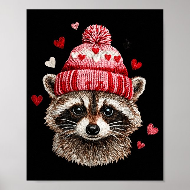 Raccoon Valentines Day Funny Feral Raccoon Love He Poster (Front)