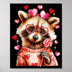 Raccoon Valentines Day Funny Feral Raccoon Love He Poster