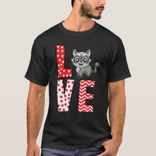 Raccoon Valentines Day Love Valentine Cute Hearts T-Shirt