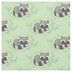 Raccoon Watercolor Baby Room Decor Woodland Animal Fabric
