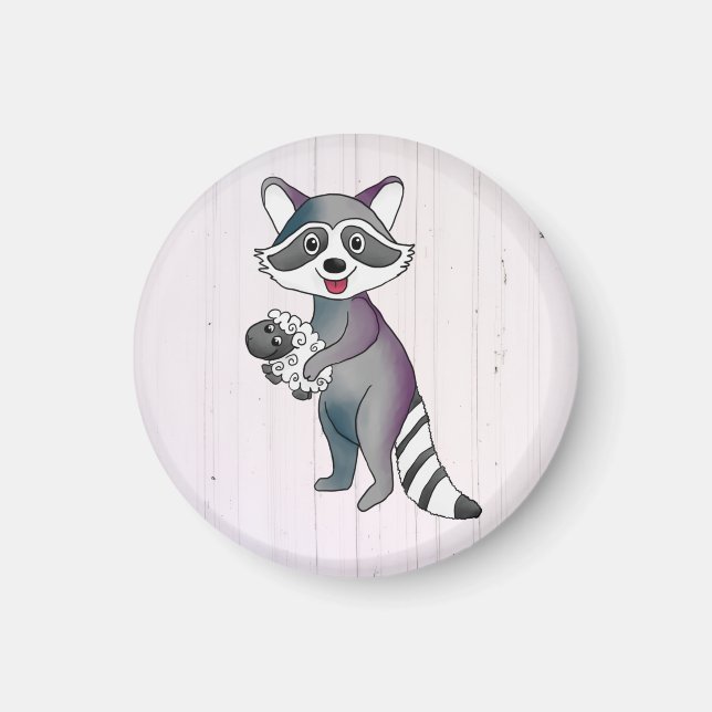 Raccoon with Sheep Magnet (Front)