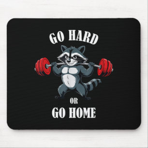 Raccoon Workout Lifting Weights Doing Squats Funny Mouse Mat