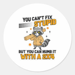 Raccoon You Can't Fix Stud But You Can Numb It Wit Classic Round Sticker