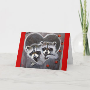 Raccoons and ladybugs card