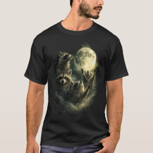  Raccoons at full Moon Night   Funny Racoon  T-Shirt