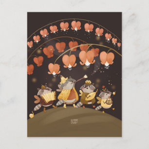 Raccoons Botanical Secrets by Alexandra Dikaia Postcard