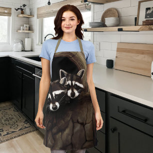Raccoons Brown Cute Tree Apron