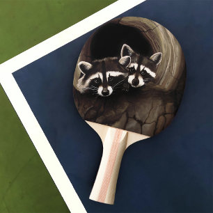 Raccoons Brown Cute Tree Ping Pong Paddle