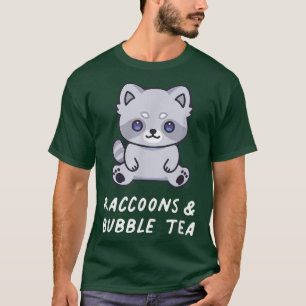 Raccoons & Bubble Tea Cute Kawaii Lover Aesthetic T-Shirt