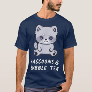 Raccoons & Bubble Tea Cute Kawaii Lover Aesthetic  T-Shirt