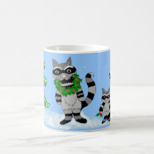 Raccoons Decked Out for the Holidays Coffee Mug