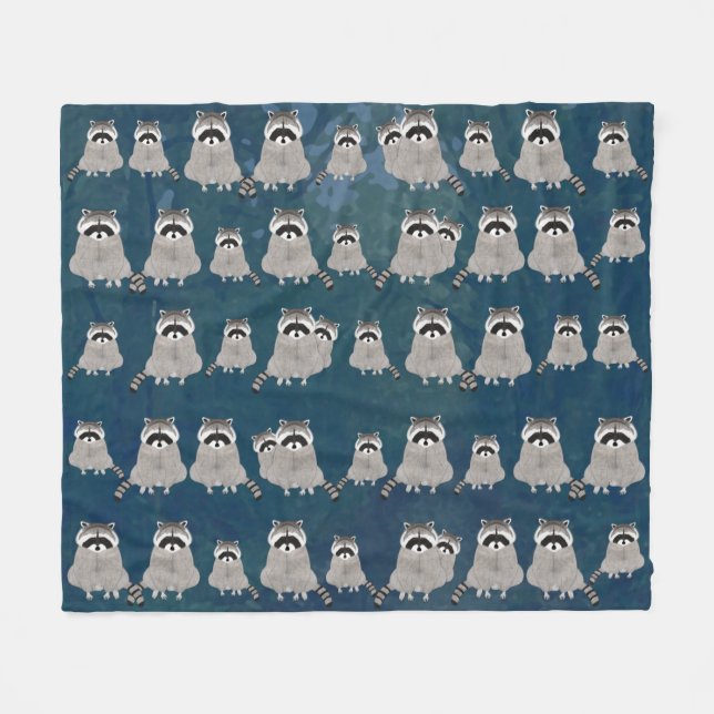 Raccoons Fleece Blanket (Front (Horizontal))