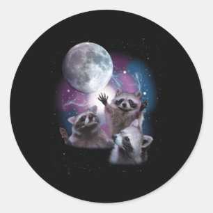 Raccoons Howling At The Moon Racoon Classic Round Sticker