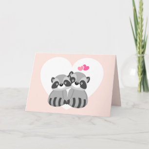 Raccoons in Love Valentines Day Holiday Card