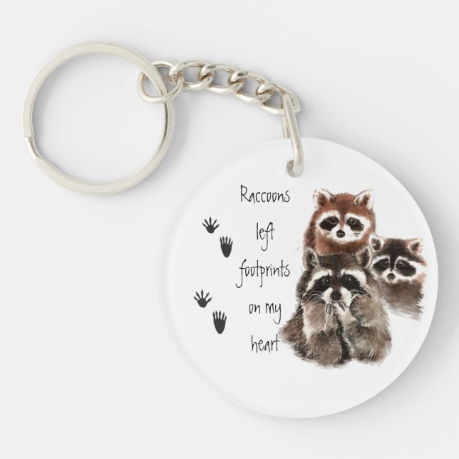 Raccoons left footprints on my Heart Cute animal K Key Ring (Front)