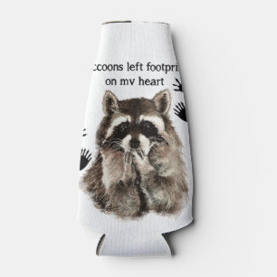 Raccoons left Footprints on my Heart Humour Quote Bottle Cooler
