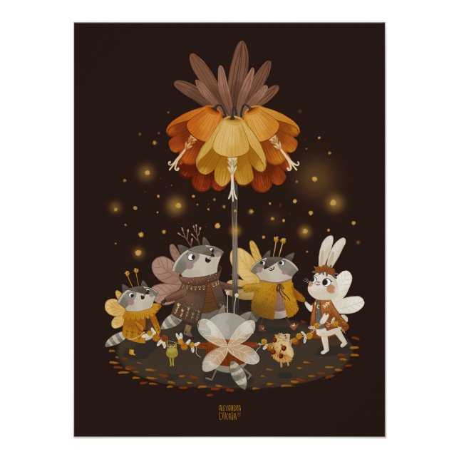 Raccoons Magic Flower Poster (Front)