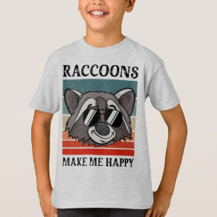 Raccoons Make Me Happy Retro Vintage Racoon Lover T-Shirt