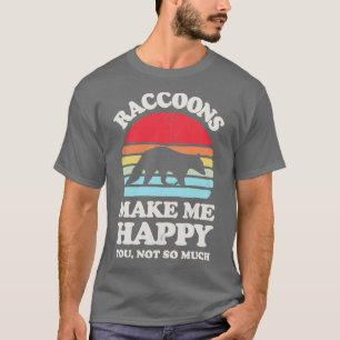 Raccoons Make Me Happy Sunset Retro for Men Women  T-Shirt