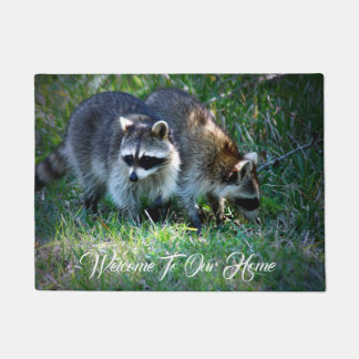 Raccoons Photograph On Doormat