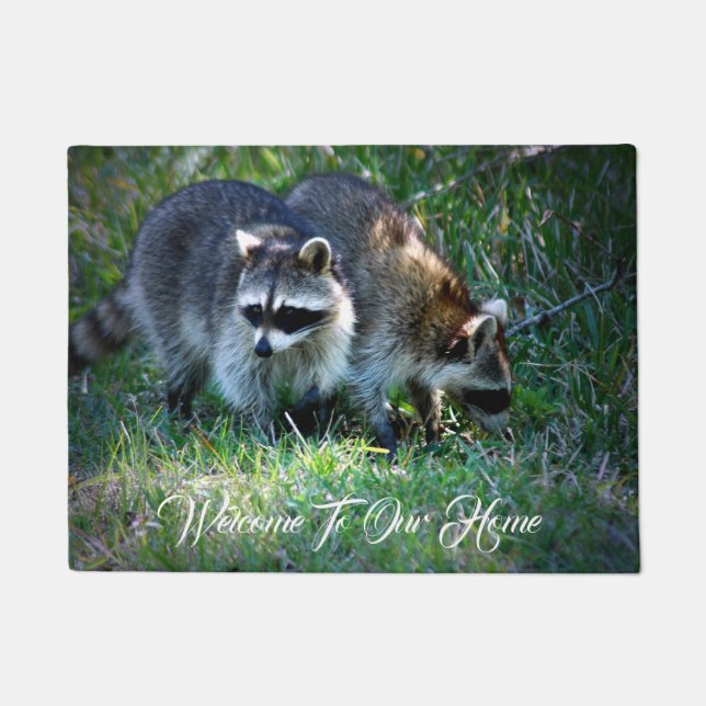 Raccoons Photograph On Doormat (Front)