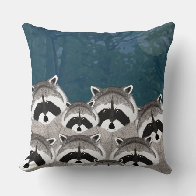 Raccoons Throw Pillow (Front)