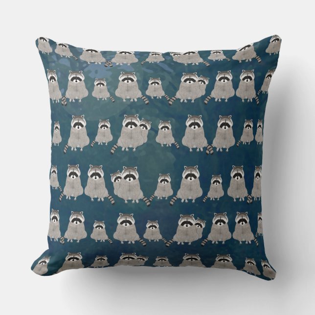 Raccoons Throw Pillow (Front)