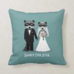 Raccoons Wedding Bride and Groom with Custom Text Cushion<br><div class="desc">Plate,  Binder,  Mug:</div>