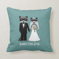 Raccoons Wedding Bride and Groom with Custom Text