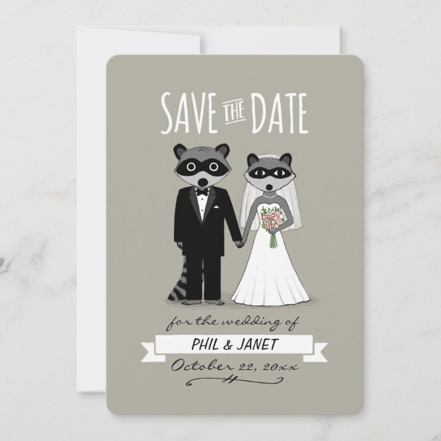 Raccoons Wedding Save the Date (Front)