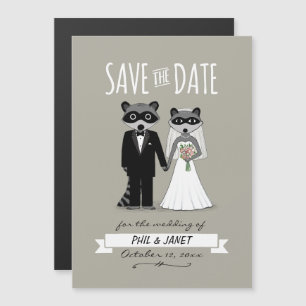 Raccoons Wedding Save the Date Magnetic Invitation