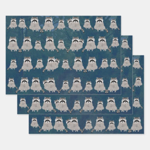 Raccoons Wrapping Paper Sheets