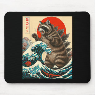 Raccoonzilla Racoon Japanese Art Funny Men Women  Mouse Mat
