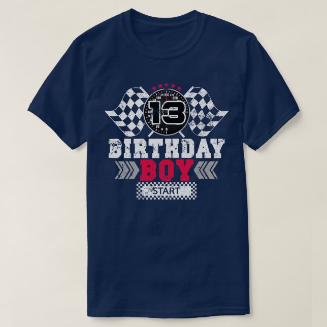 Race 13th Birthday Boy Party Racing Driver T-Shirt (Design Front)
