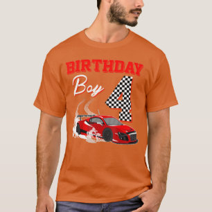 Race 4th Birthday Boy Party Racing 4 year old T-Shirt