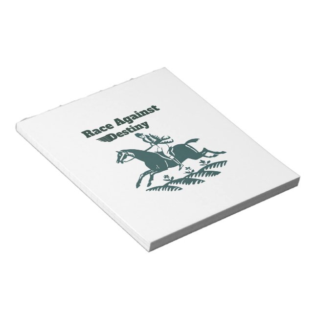 Race Against Destiny – Vintage Equestrian Graphic Notepad (Angled)