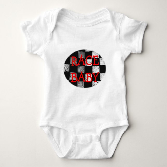 Race Baby Chequered Flag Customisable Bodysuit (Front)