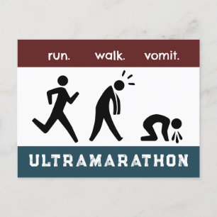 Race Bib of Run. Walk. Vomit. Pictogram Postcard