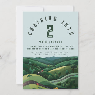 Race Car 2nd Birthday Invitation Boy’s Two Fast