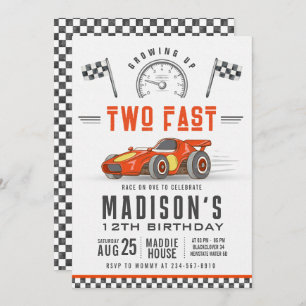 Race Car 2nd Birthday Party Editable Invitation