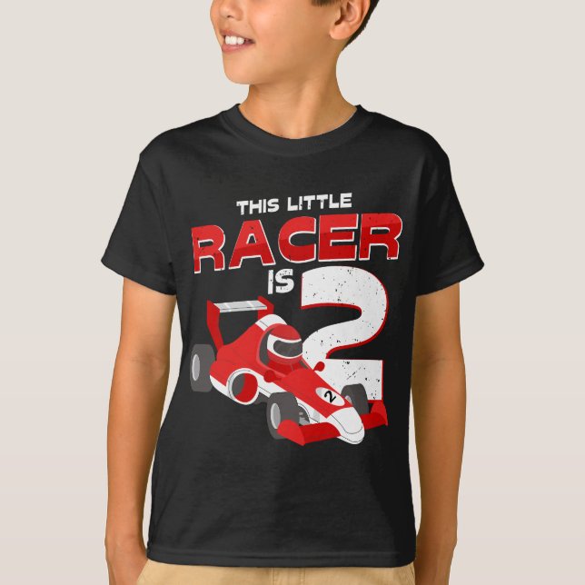 Race Car 2nd Birthday Tee I This Little Racer Is 2 (Front)