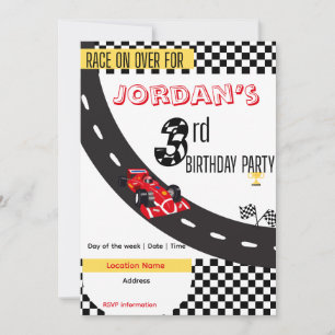Race Car 3rd Birthday Party Invitation