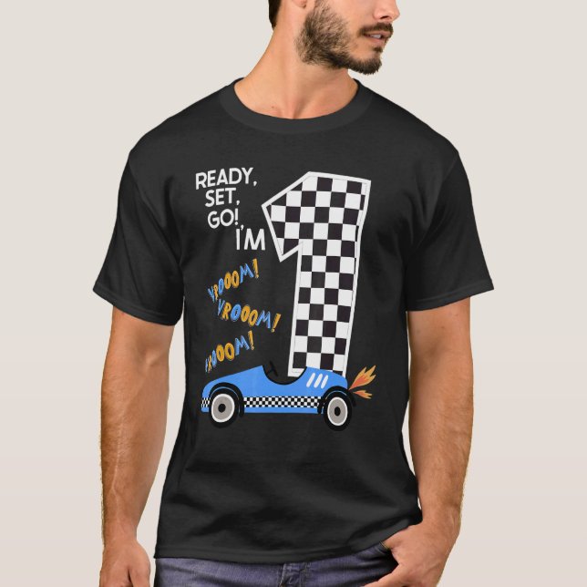 Race Car 3rd Birthday Party Racing Car Driver 3 Bi T-Shirt (Front)