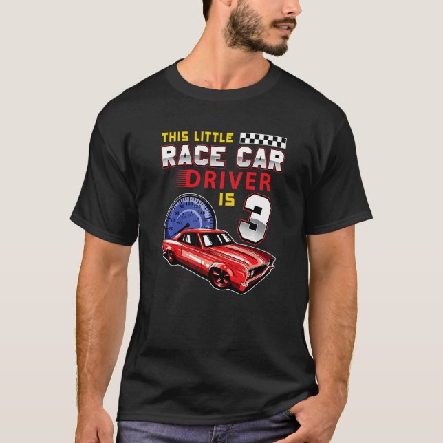 Race Car 3rd Birthday Toddler Boy Racing 3 Years O T-Shirt (Front)