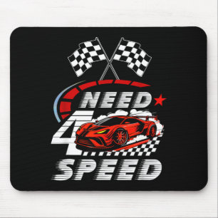 Race car 4th birthday boy need four speed 4 years mouse mat