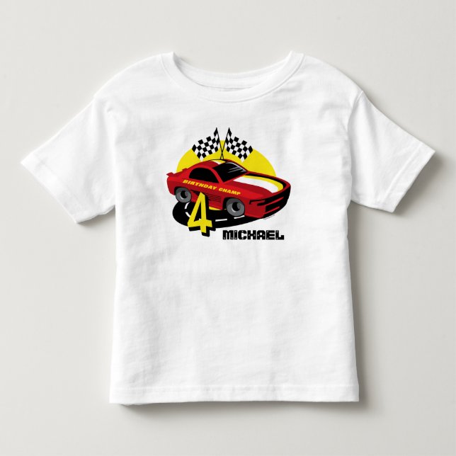 Race Car 4th Birthday Shirt (Front)